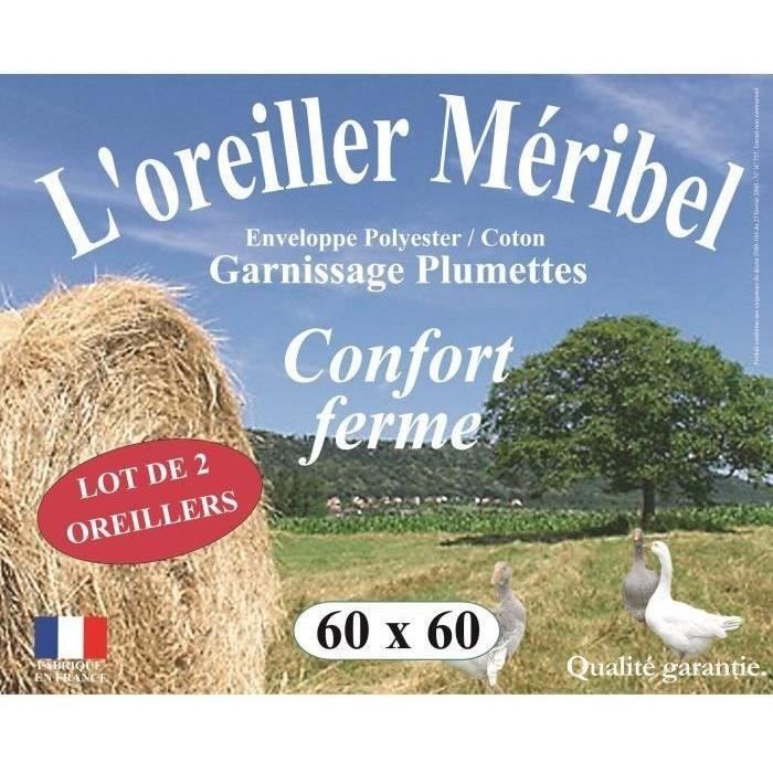 Lot de 2 Oreillers DODO - Méribel Plumettes -  60 x 60 cm - Blanc