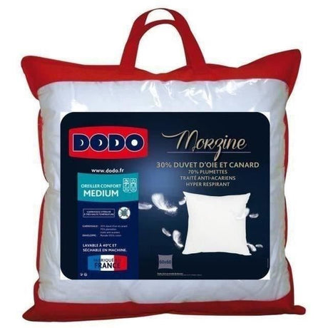 Oreiller Anti-Acarien - DODO - Morzine (30% Duvet Oie & Canard, 70% Plumettes) - 65 x 65 cm -  Blanc