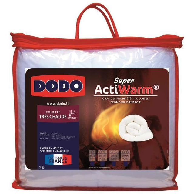 Couette Tres Chaude 450gr/m˛ - DODO - SUPER ACTIWARM - 200 x 200 cm - Blanc