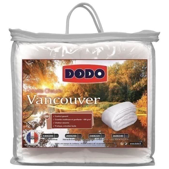 Couette chaude Vancouver - 240 x 260 cm - 400gr/m≤ - Blanc - DODO