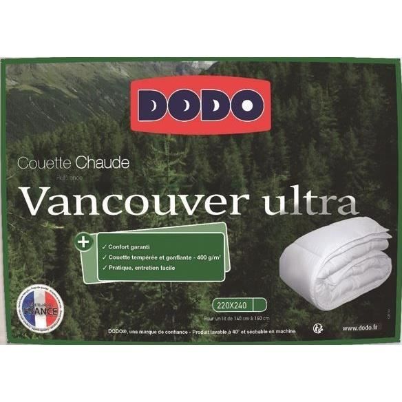 Couette tempÈrÈe Vancouver Ultra - 220 x 240 cm - 300gr/m≤ - Blanc - DODO