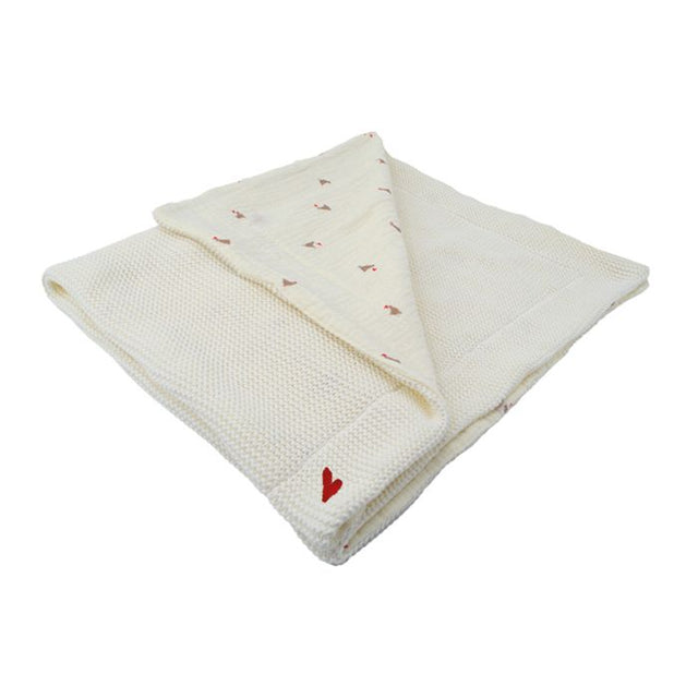 Couverture double face - DOMIVA - Maternity Love - 75 x 100 cm - Grosse maille et mousseline