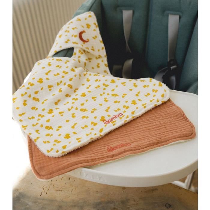 Lot de 2 bavoirs - DOMIVA - Savane - Encolure américaine - Coton doux et absorbant