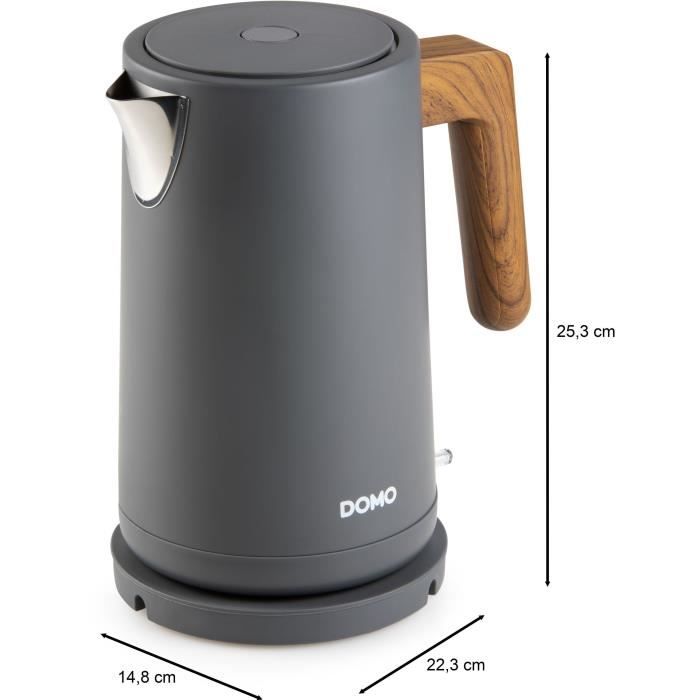 Bouilloire électrique - DOMO - DO9268WK - 2200 W - 1,7 L - Socle 360° - Noir / Bois