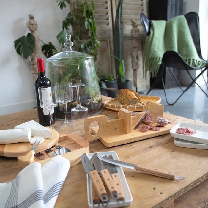 Plateau a fromage - LIVOO - MEN28 - En hévéa - Plateau pivotant - Avec 4 ustensiles
