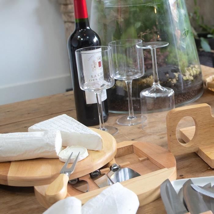Plateau a fromage - LIVOO - MEN28 - En hévéa - Plateau pivotant - Avec 4 ustensiles