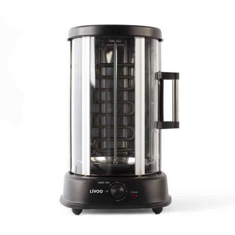 Grill vertical - LIVOO - DOM323 - 1500W - Jusqu'a 2,5 Kg - 1 broche centrale et 10 brochettes de 23 cm - Minuterie et rotation 360°