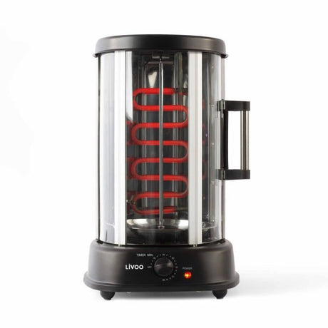 Grill vertical - LIVOO - DOM323 - 1500W - Jusqu'a 2,5 Kg - 1 broche centrale et 10 brochettes de 23 cm - Minuterie et rotation 360°