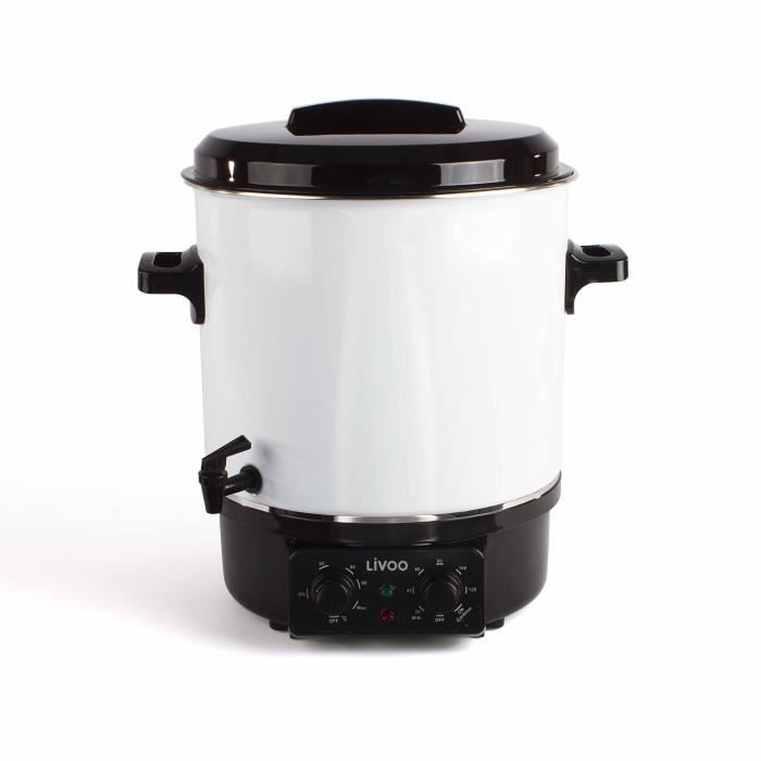 Stérilisateur a bocaux électrique - LIVOO - DOM334 - 1800W - 27L - Ř35 cm - Thermostat réglable et minuterie - Cuve acier émaillé