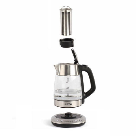 Bouilloire théiere - LIVOO - DOD165 - 2200 W - 1,7 L - Température variable - Verre - Gris