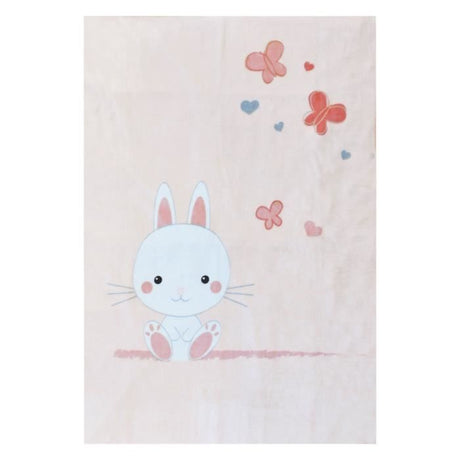 Plaid lapinou - DOMIVA - Rose - 100X140 cm - Microfibre 100% polyester 320g/m2 - Pour bébé