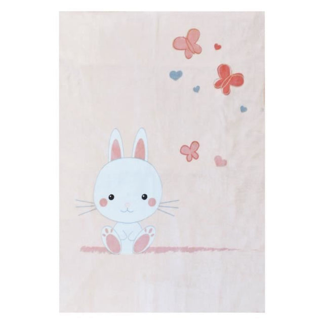 Plaid lapinou - DOMIVA - Rose - 100X140 cm - Microfibre 100% polyester 320g/m2 - Pour bébé