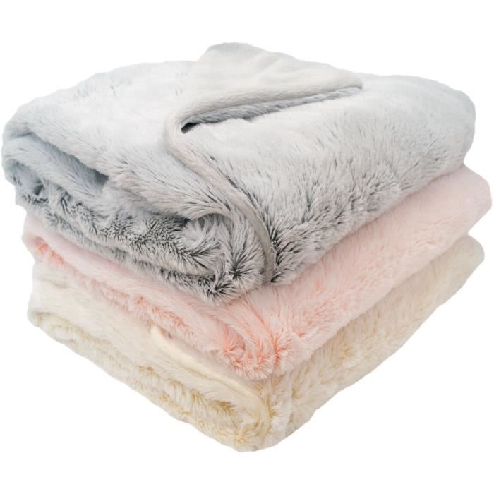 Couverture doublée - DOMIVA - Ultra douce et chaude - 75 x 100 cm - Creme