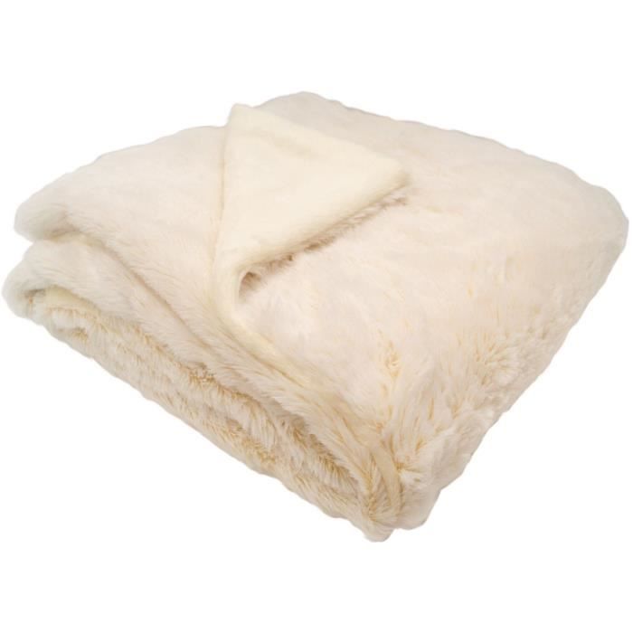Couverture doublée - DOMIVA - Ultra douce et chaude - 75 x 100 cm - Creme