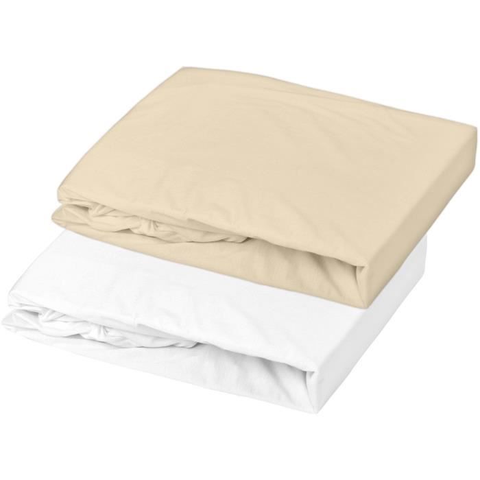 Set of 2 Oeko-Tex Jersey fitted sheets for children's bed - White/Pebbles - 70 x 140 cm