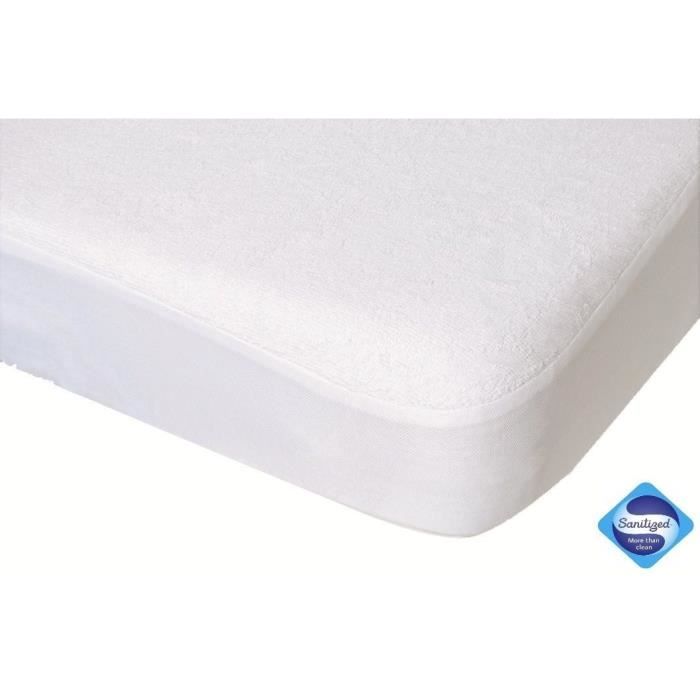 DOMIVA Drap housse + Alese Uni - 100% Coton - oeko-Tex - Blanc/Canard - 60 x 120 cm