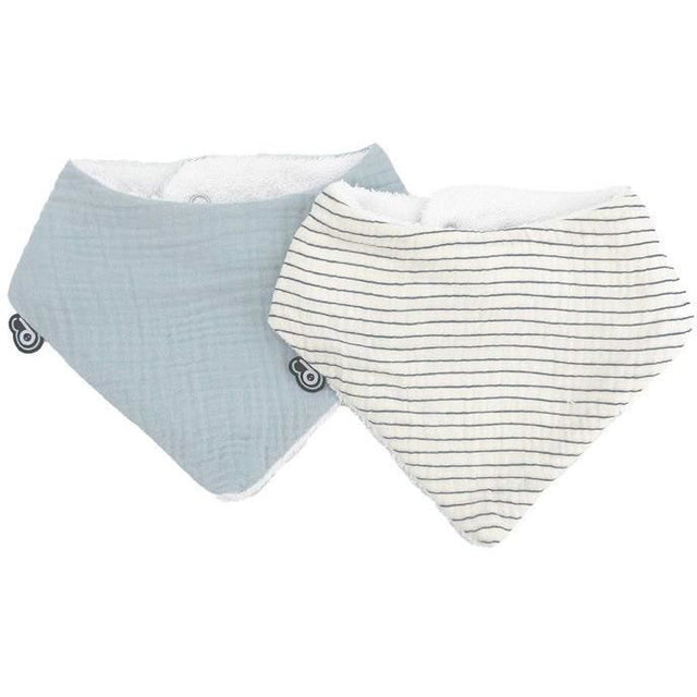 Lot de 2 bavoirs bandana - DOMIVA - TU - Mousseline - Bleu Vintage Rayures