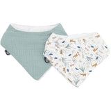 Lot x2 bavoirs bandana - DOMIVA - TU - Mousseline - Celadon imprimé au fil de l'eau