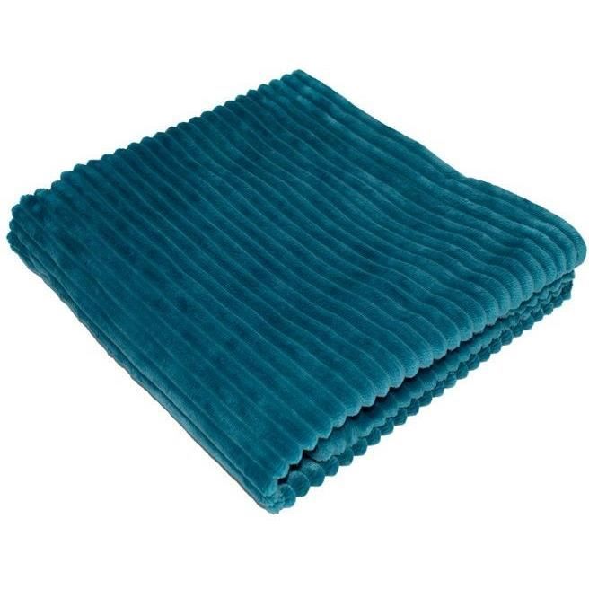 Couverture boudoir - DOMIVA - Paon - 75 x 100 cm - Velours côtelé, douce et chaude