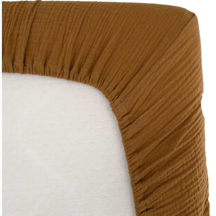 Fitted sheet - DOMIVA - AU FIL DE L'EAU - Caramel - 70 x 140 cm