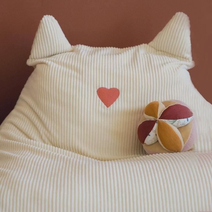 Pouf - DOMIVA - Honey Moon - Velours côtelé - Doux et moelleux - Oreilles de félin