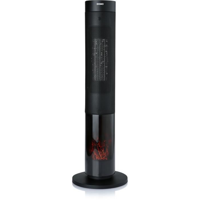 Chauffage céramique effet feu de bois - 2000 W  - DOMO - DO7345H - 83,5 cm - Noir