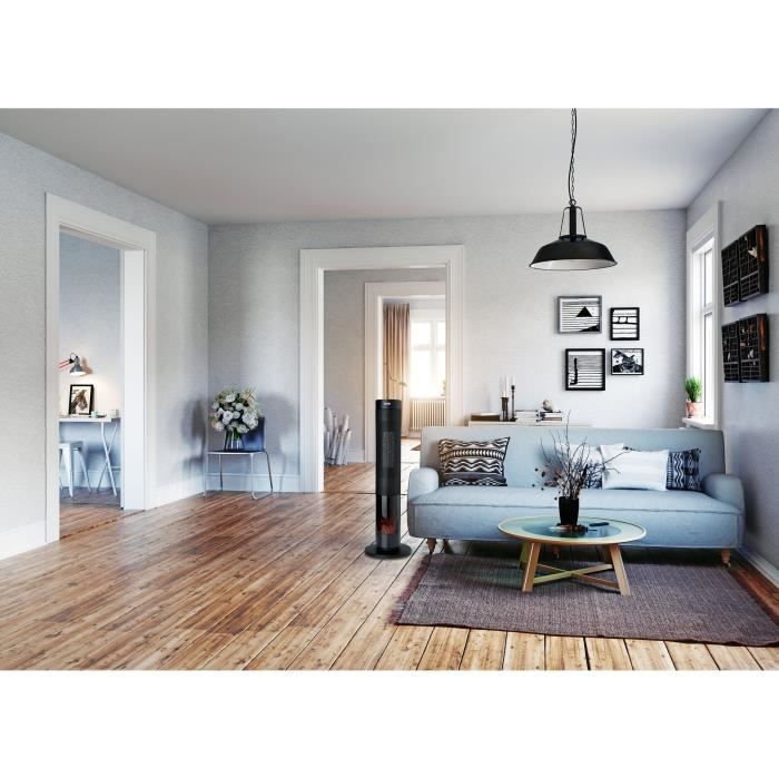 Chauffage céramique effet feu de bois - 2000 W  - DOMO - DO7345H - 83,5 cm - Noir