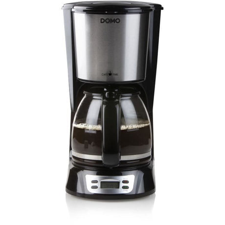 Cafetičre Filtre - DOMO - DO708K - 1000 W - 1,5 L - 12 tasses - Ecran LCD - Minuteur 24 h - Noir et acier inoxydable