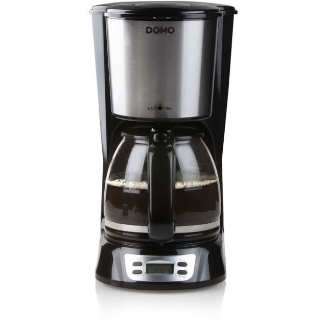Cafetičre Filtre - DOMO - DO708K - 1000 W - 1,5 L - 12 tasses - Ecran LCD - Minuteur 24 h - Noir et acier inoxydable
