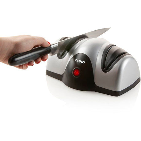 Aiguiseur de couteaux électrique - DOMO - 40 W - Affutage a 2 meules - Gris / Noir
