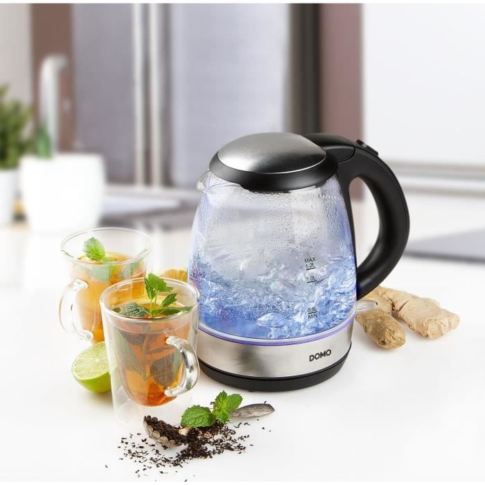 Bouilloire en verre - DOMO - DO9218WK - 2200 W - 1,2 L - Base 360° - Carafe en verre