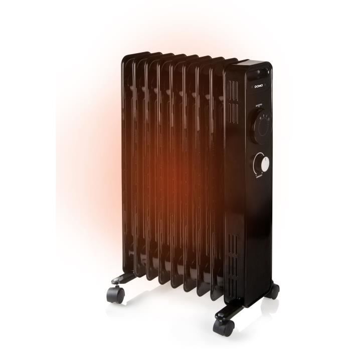 Radiateur a bain d'huile - 2000 W - DOMO - DO7327R - 42,5 x 28 x 64 cm - Noir