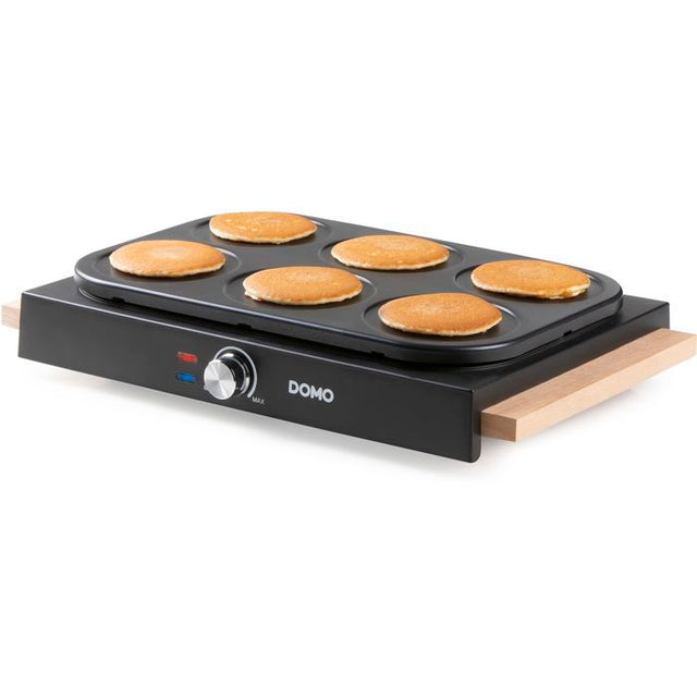 Crepiere - DOMO - DO8717P - 1000 W - Pour 6 crepes de Ř 11,5 cm - Thermostat réglable - Noir / Bois