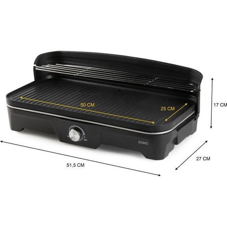 Barbecue électrique DOMO - Grill de table DO9260G - Surface de cuison 50 x 25cm - 2200W