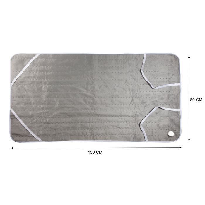 Chauffe-lit Èlectrique 1 personne DOMO - 6 Niveaux de chaleur - Molleton de flanelle - 150x80 cm - Gris