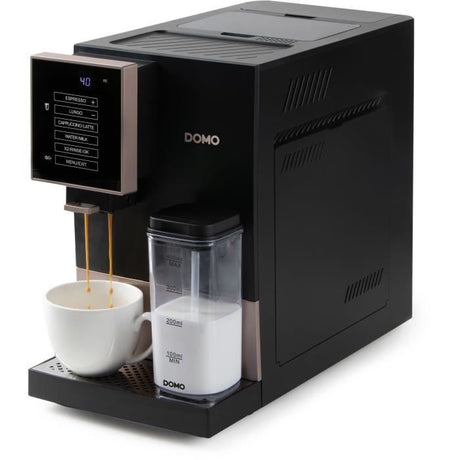 Machine a expresso automatique avec broyeur DOMO DO743K – 19 bar – 6 recettes café – 1350 W – Noir