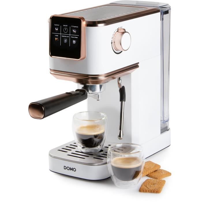 Machine a expresso 3 en 1 - DOMO - DO746K - 1350 W - 20 Bar - Blanc / Rose
