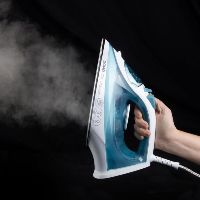Fer a repasser vapeur - DOMO - DO7060S CeraGliss - 2400 W - 40 g/min - 320 ml - Bleu / Blanc