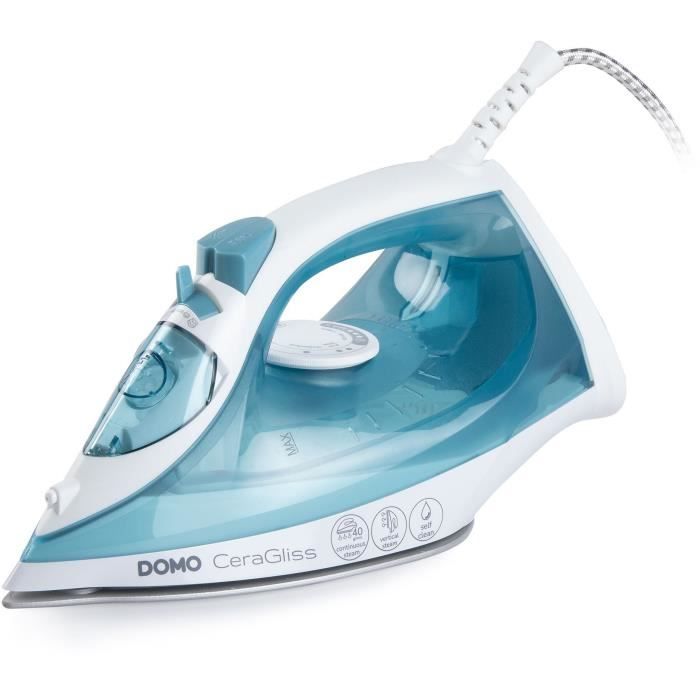 Fer a repasser vapeur - DOMO - DO7060S CeraGliss - 2400 W - 40 g/min - 320 ml - Bleu / Blanc