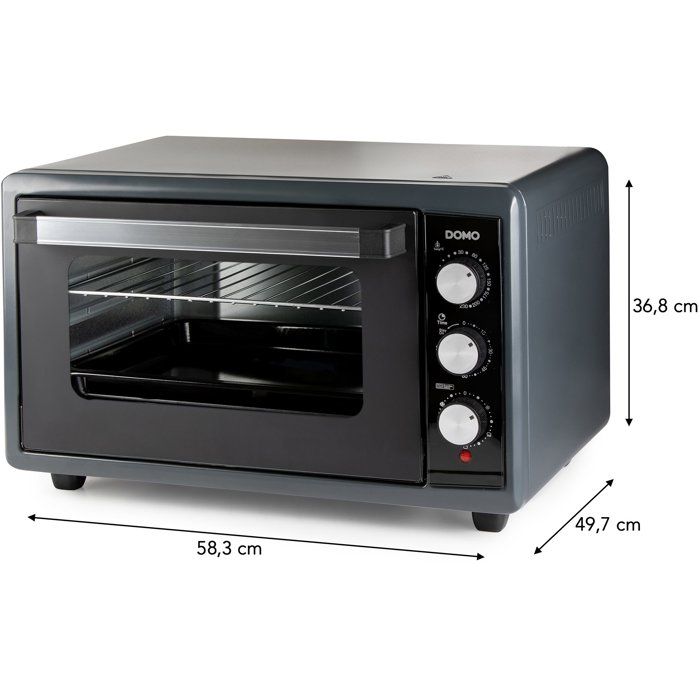 Four électrique multifonction XXL - DOMO - DO808GO 6 50 L - Noir - 2000 W- Jusqu'a 230° - Minuterie 90 min - 4 fonctions de chaleur