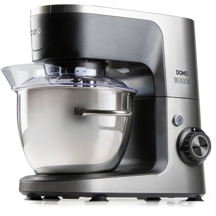 Robot pâtissier multifonction - DOMO - 1200 W - 4,5 L - 8 vitesses + Pulse - Gris / Noir
