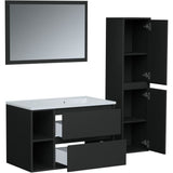 Ensemble DOMINO, set de salle de bain 80, vanity+vasque+miroir & colonne