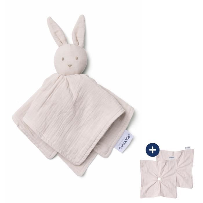 doomoo Doudou Bébé You&Me - Doudou Réversible et Réconfortant - Fourni avec 2 Corps pour Transporter l'Odeur du Parent, Beige