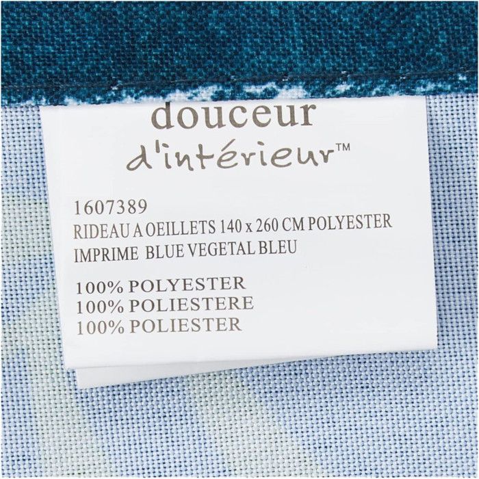 Rideau a oeillets 140 x 260 cm  Polyester imprimé Blue Végétal Bleu