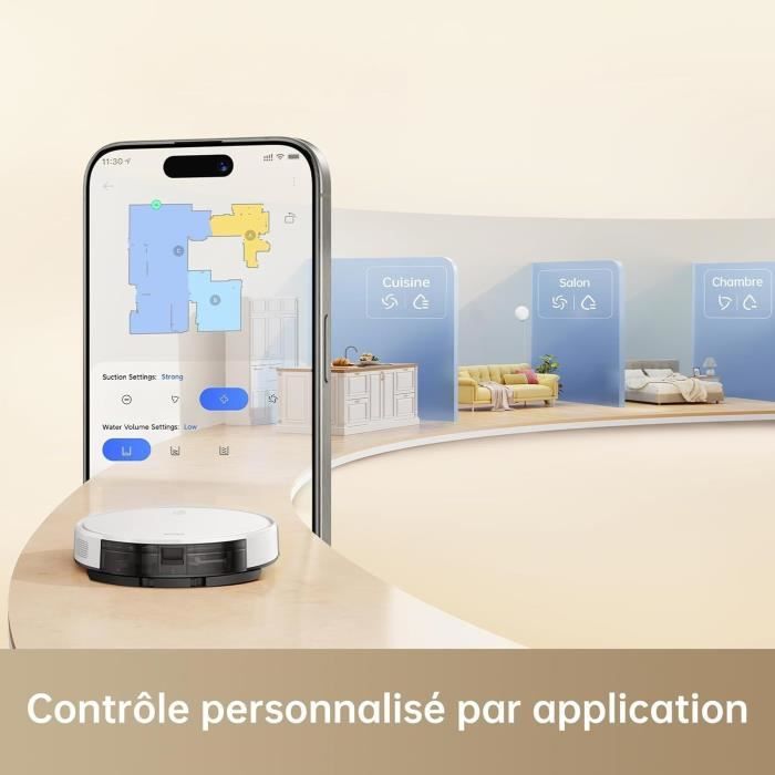 MOVA M1 - Robot Aspirateur Laveur 2 en 1 - 4500Pa - Navigation Intelligente par SoF LiDAR - Brosse multi-surfaces