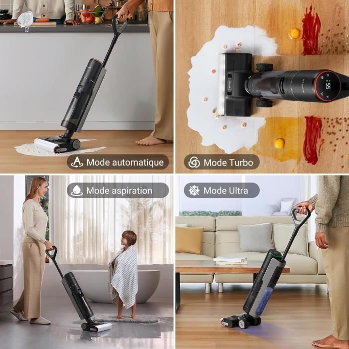 DREAME H13 Pro - Aspirateur Eau et Poussiere - Lavage 60 °C - Séchage air Chaud 30 Min - Nettoyage Auto Double Rotation - Brosse LED
