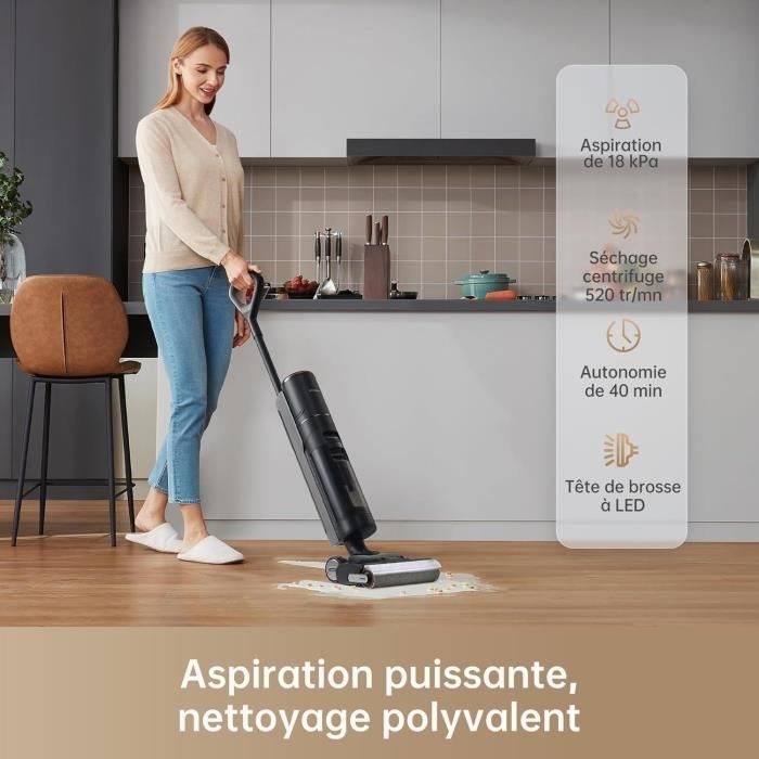 DREAME H13 Pro - Aspirateur Eau et Poussiere - Lavage 60 °C - Séchage air Chaud 30 Min - Nettoyage Auto Double Rotation - Brosse LED