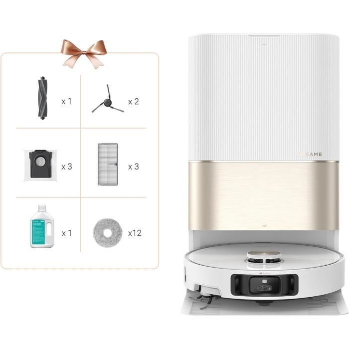 Aspirateur Robot Laveur Dreame X40 Ultra Complete avec Serpilliere a détacher et a soulever, Nettoyage extensif par Brosses