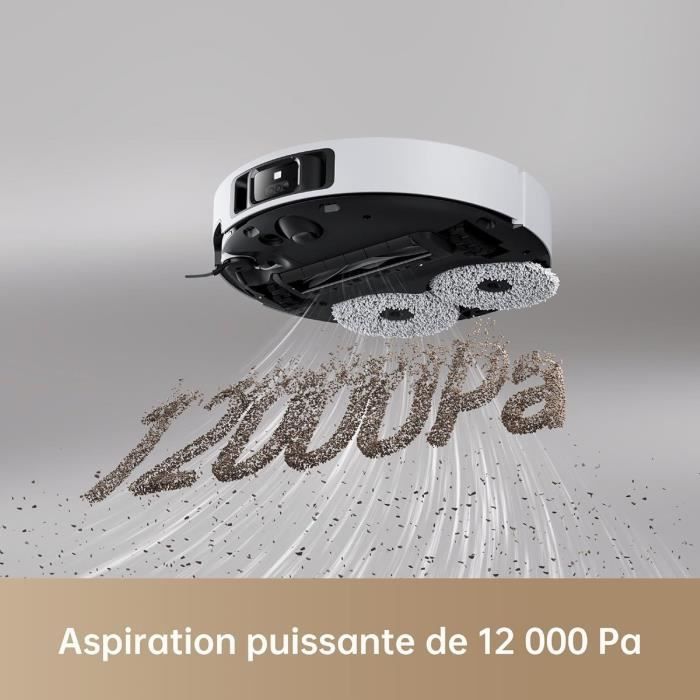 Aspirateur Robot Laveur Dreame X40 Ultra Complete avec Serpilliere a détacher et a soulever, Nettoyage extensif par Brosses