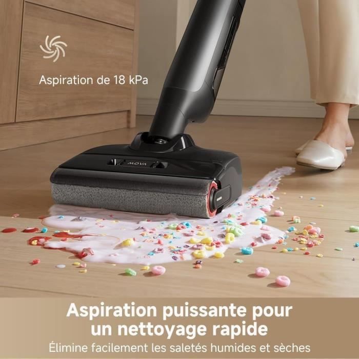 MOVA M10 - Aspirateur Eau et Poussiere - Flexible et pivotant a 90° - Lavage de Brosse 75 °C - Aspiration 18 kPa